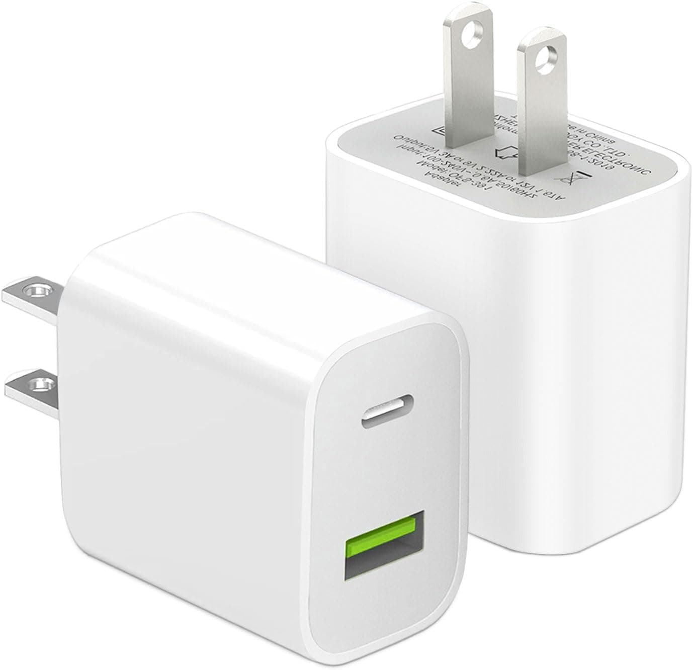 Dual-Port USB-C Charger Block, 2-pack